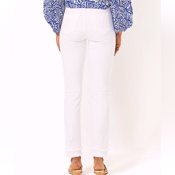 Lilly Pulitzer South Ocean High-Rise Skinny Jeans Resort White Double Raw Hem - Picture 12 of 15